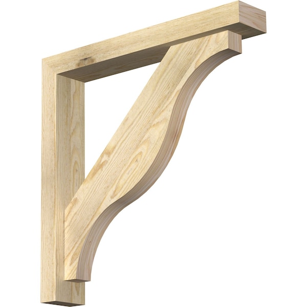 Ekena Millwork Funston Block Rough Sawn Bracket w/ Offset Brace, Douglas Fir, 4"W x 24"D x 24"H BKT0402X24X24FST05RDF - main